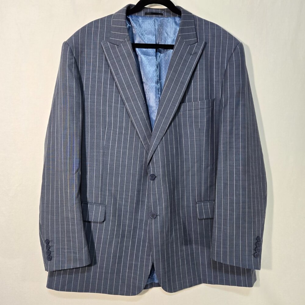 PIERRE NOIR Old Money Blue Gray Striped Classic Fit Blazer Jacket Size L50/44.